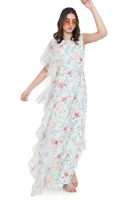 Shop_Payal Singhal_Purple Crepe Embroidered Floral Round Dream Print Kaftan _Online_at_Aza_Fashions