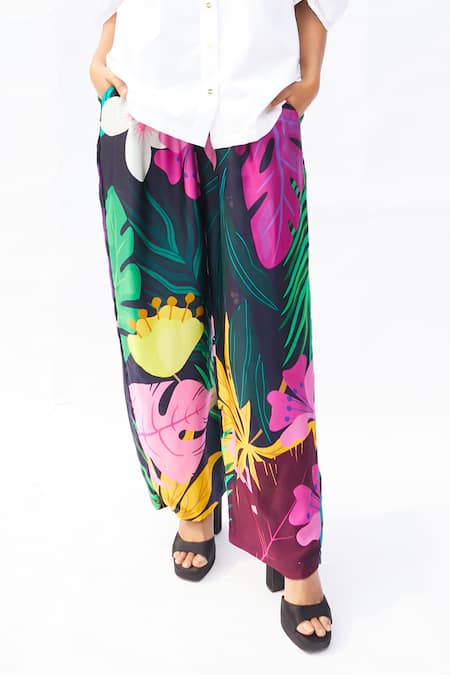 Shop_Studio Moda India_Multi Color The Tropical Night Printed Straight Pant _at_Aza_Fashions