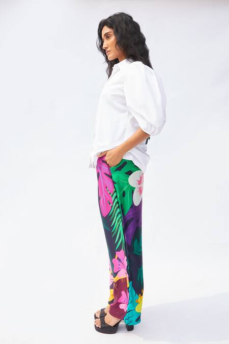 Studio Moda India_Multi Color The Tropical Night Printed Straight Pant _Online_at_Aza_Fashions