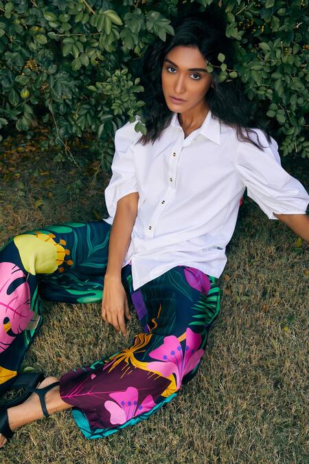 Buy_Studio Moda India_Multi Color The Tropical Night Printed Straight Pant _Online_at_Aza_Fashions