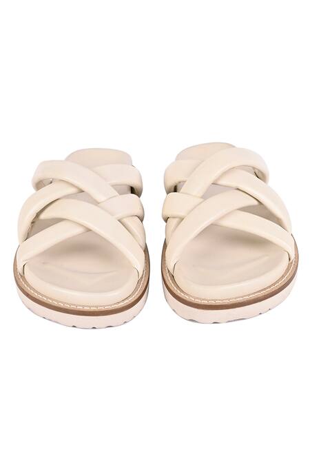 Shop_Vanilla Moon_White Hadley Cross Strap Plain Flats_at_Aza_Fashions