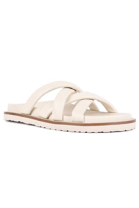 Vanilla Moon_White Hadley Cross Strap Plain Flats_Online_at_Aza_Fashions