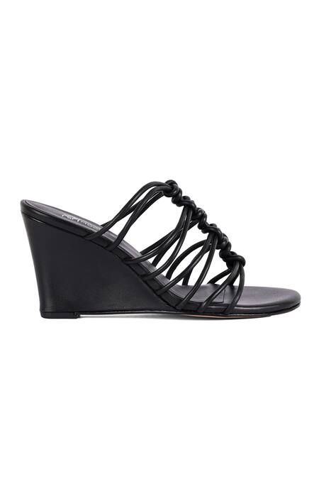 Buy_Vanilla Moon_Black Mae Knotted Strap Wedges_Online_at_Aza_Fashions