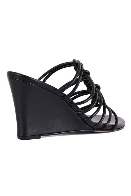 Shop_Vanilla Moon_Black Mae Knotted Strap Wedges_Online_at_Aza_Fashions