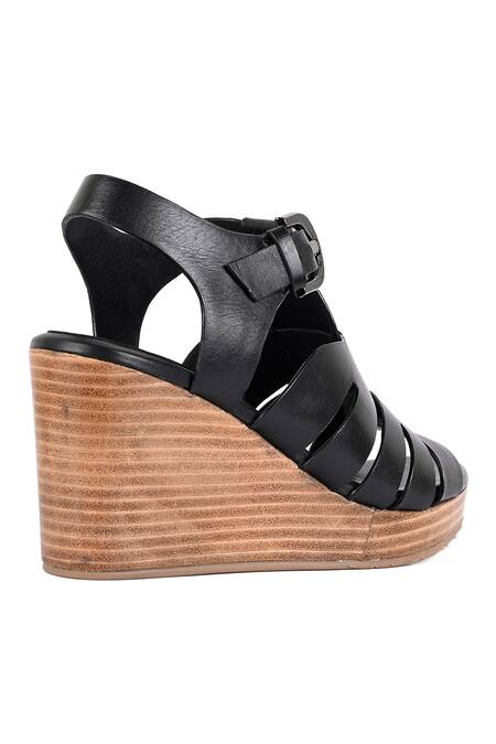 Buy Vanilla Moon Black Ned Plain Multi-strap Wedges Online at Aza Fashions Buy_Vanilla Moon_Black Ned Plain Multi-strap Wedges_Online_at_Aza_Fashions