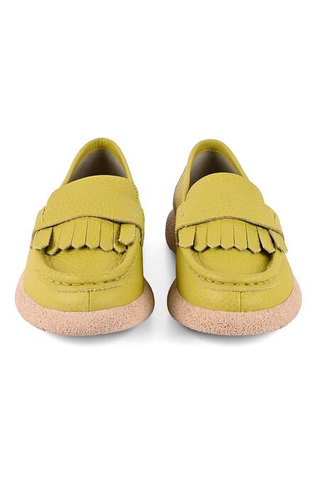 Shop Vanilla Moon Green Olga Plain Loafers at Aza Fashions Shop_Vanilla Moon_Green Olga Plain Loafers_at_Aza_Fashions