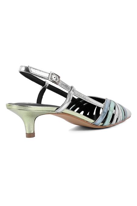 Buy_Vanilla Moon_Silver Plain Metallic Kitten Heels_Online_at_Aza_Fashions