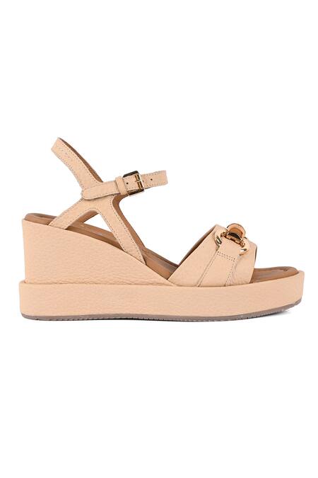 Vanilla Moon_Beige Buckles Onella Bamboo Wedges_Online_at_Aza_Fashions