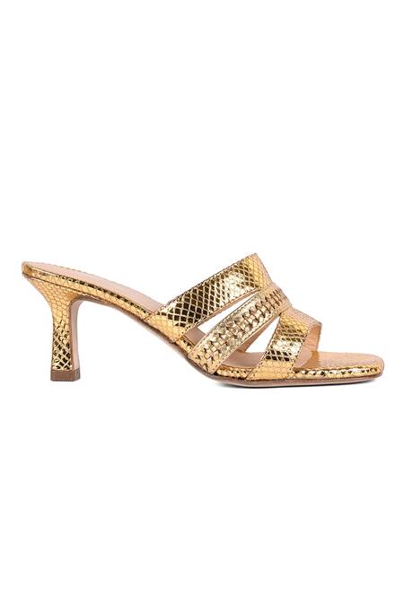 Buy Vanilla Moon Gold Dawn Metallic Square Toe Heels Online at Aza Fashions Buy_Vanilla Moon_Gold Dawn Metallic Square Toe Heels_Online_at_Aza_Fashions