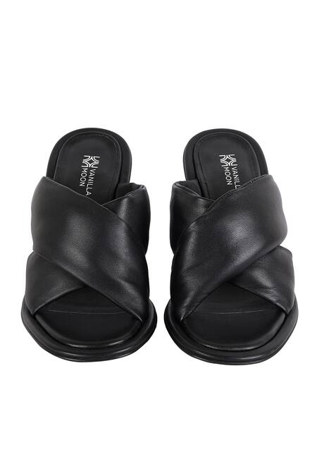 Shop Vanilla Moon Black Paige Solid Cross Strap Heels at Aza Fashions Shop_Vanilla Moon_Black Paige Solid Cross Strap Heels_at_Aza_Fashions