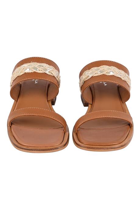 Shop Vanilla Moon Brown Samara Plain Slip-on Angular Heels at Aza Fashions Shop_Vanilla Moon_Brown Samara Plain Slip-on Angular Heels_at_Aza_Fashions