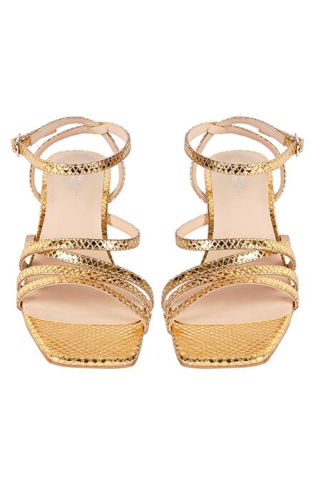 Shop_Vanilla Moon_Gold Summer Solid Square Toe Heels_at_Aza_Fashions