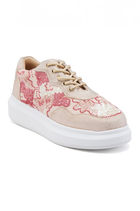 Buy Anaar Pink Begums Sequin Embroidered Wedding Sneakers Online at Aza Fashions Buy_Anaar_Pink Begums Sequin Embroidered Wedding Sneakers _Online_at_Aza_Fashions
