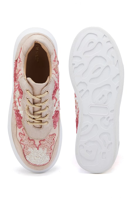 Anaar Pink Begums Sequin Embroidered Wedding Sneakers at Aza Fashions Anaar_Pink Begums Sequin Embroidered Wedding Sneakers _at_Aza_Fashions