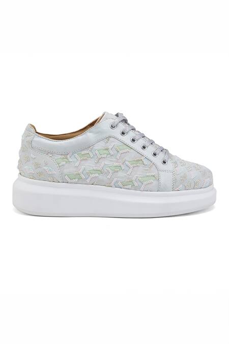 Shop_Anaar_Green Notting Hill Pearl Embellished Wedding Sneakers _Online_at_Aza_Fashions