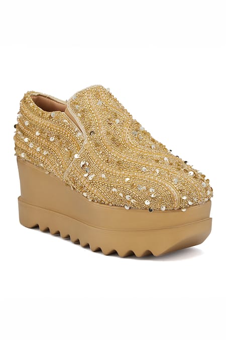 Buy Anaar Gold Miss Sizzle Embellished Wedding Sneakers Online at Aza Fashions Buy_Anaar_Gold Miss Sizzle Embellished Wedding Sneakers _Online_at_Aza_Fashions