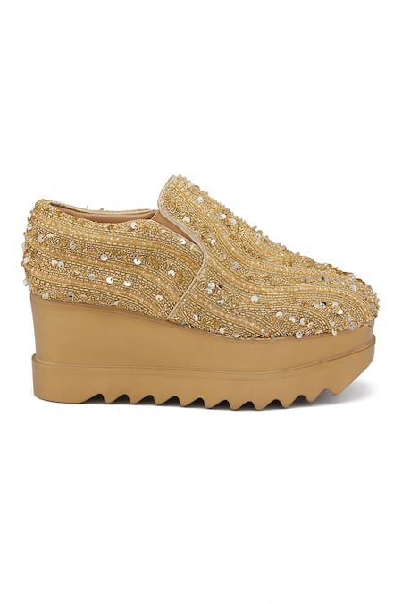 Shop Anaar Gold Miss Sizzle Embellished Wedding Sneakers Online at Aza Fashions Shop_Anaar_Gold Miss Sizzle Embellished Wedding Sneakers _Online_at_Aza_Fashions