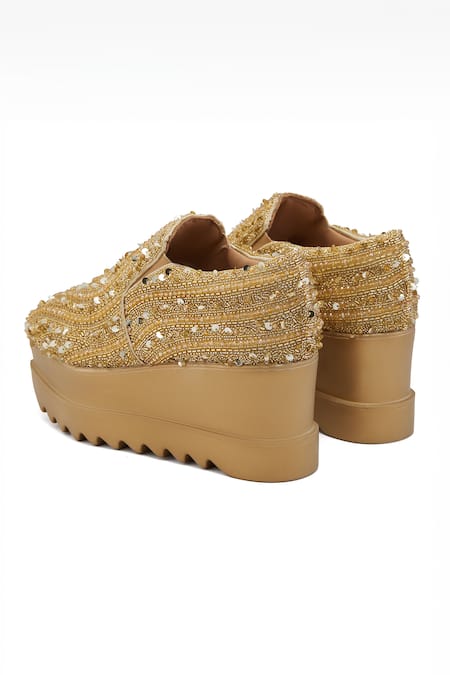 Buy Anaar Gold Miss Sizzle Embellished Wedding Sneakers Buy_Anaar_Gold Miss Sizzle Embellished Wedding Sneakers