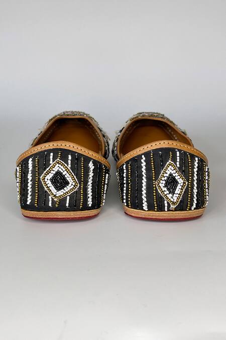 Buy_Pixie Pearlz_Black Brass Beads Gypsy Embroidered Juttis _Online_at_Aza_Fashions
