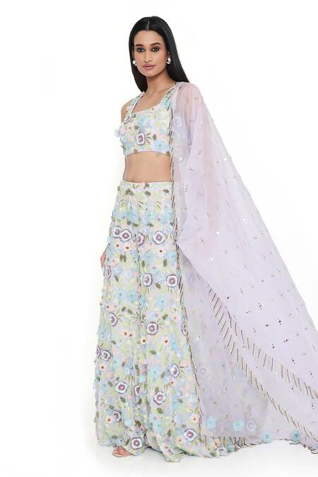 Buy_Payal Singhal_Purple Georgette Embroidered Sequin Square Floral Sharara Set _Online_at_Aza_Fashions