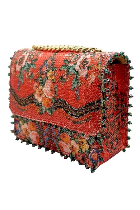 Buy The Garnish Company Red Sequins Amelia Mon Amour Flora Child Print Sling Bag Online at Aza Fashions Buy_The Garnish Company_Red Sequins Amelia Mon Amour Flora Child Print Sling Bag _Online_at_Aza_Fashions