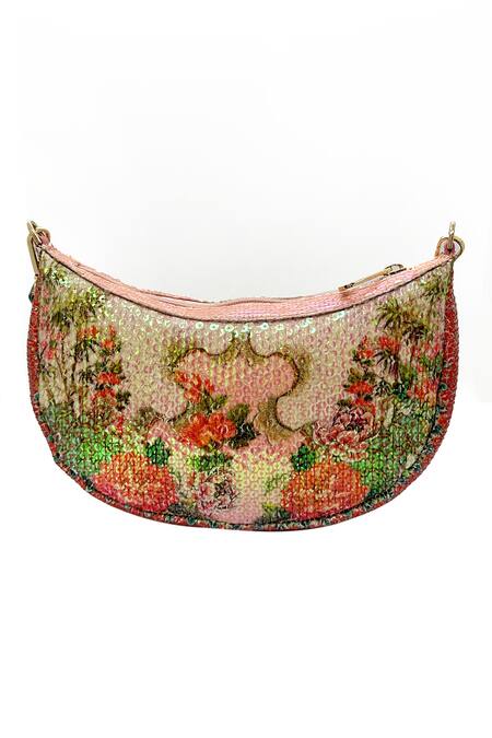 Shop The Garnish Company Pink Sequin Aurora Florence Sling Bag at Aza Fashions Shop_The Garnish Company_Pink Sequin Aurora Florence Sling Bag _at_Aza_Fashions