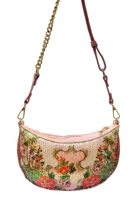Shop The Garnish Company Pink Sequin Aurora Florence Sling Bag Online at Aza Fashions Shop_The Garnish Company_Pink Sequin Aurora Florence Sling Bag _Online_at_Aza_Fashions
