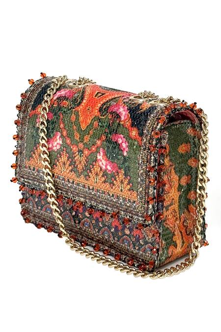 Buy The Garnish Company Green Sequins Camille Baroque Bloom Sling Bag Online at Aza Fashions Buy_The Garnish Company_Green Sequins Camille Baroque Bloom Sling Bag _Online_at_Aza_Fashions