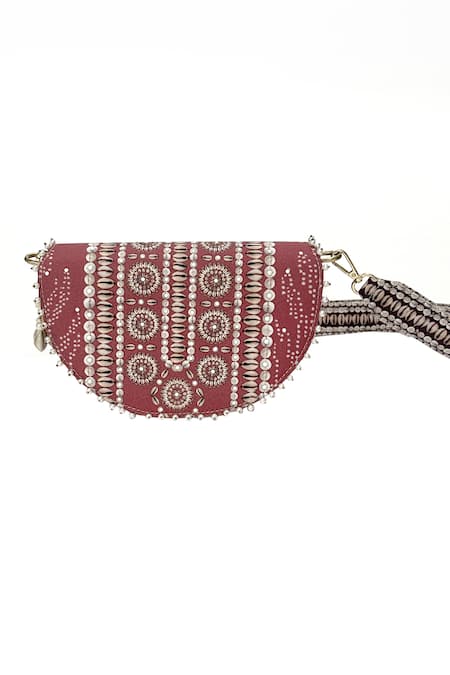Shop The Garnish Company Pink Freya Bandhani Pattern Sling Bag at Aza Fashions Shop_The Garnish Company_Pink Freya Bandhani Pattern Sling Bag _at_Aza_Fashions