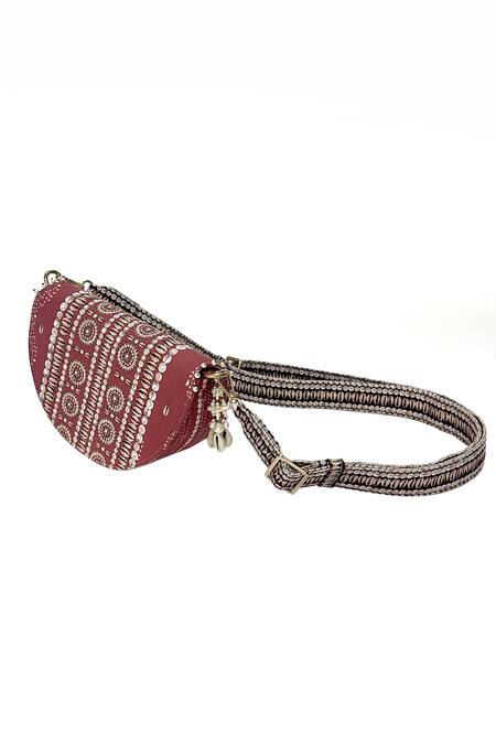 The Garnish Company Pink Freya Bandhani Pattern Sling Bag Online at Aza Fashions The Garnish Company_Pink Freya Bandhani Pattern Sling Bag _Online_at_Aza_Fashions