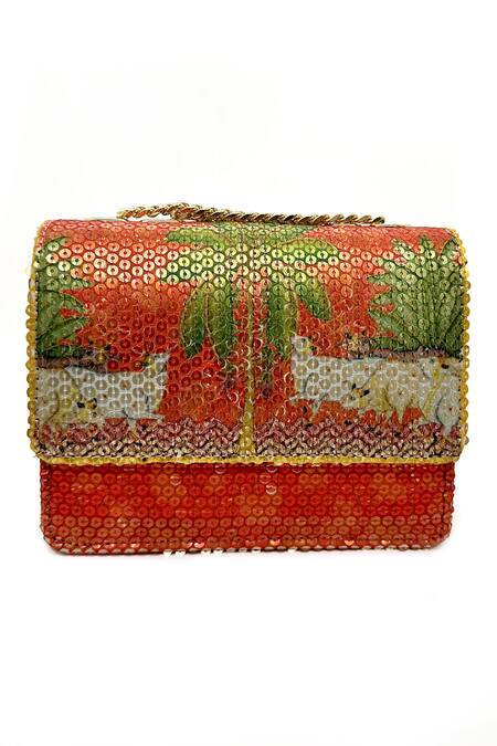 The Garnish Company Orange Surabhi Sequin Work Sling Bag Online at Aza Fashions The Garnish Company_Orange Surabhi Sequin Work Sling Bag _Online_at_Aza_Fashions