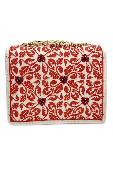 Shop The Garnish Company Red Crystal Ruby Hand Embellished Sling Bag at Aza Fashions Shop_The Garnish Company_Red Crystal Ruby Hand Embellished Sling Bag _at_Aza_Fashions
