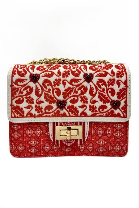 The Garnish Company Red Crystal Ruby Hand Embellished Sling Bag Online at Aza Fashions The Garnish Company_Red Crystal Ruby Hand Embellished Sling Bag _Online_at_Aza_Fashions