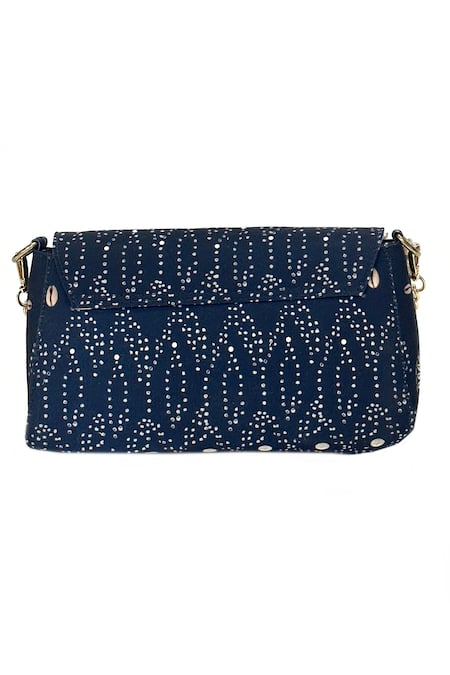 Shop The Garnish Company Black Pearl Asher Bandhej And Shell Print Sling Bag at Aza Fashions Shop_The Garnish Company_Black Pearl Asher Bandhej And Shell Print Sling Bag _at_Aza_Fashions