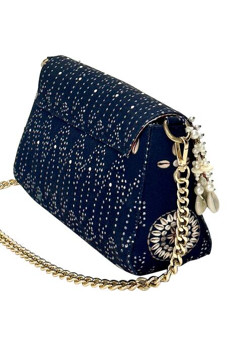 Buy The Garnish Company Black Pearl Asher Bandhej And Shell Print Sling Bag Online at Aza Fashions Buy_The Garnish Company_Black Pearl Asher Bandhej And Shell Print Sling Bag _Online_at_Aza_Fashions