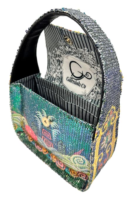 Buy The Garnish Company Multi Color Sequin Zari Print Bag Online at Aza Fashions Buy_The Garnish Company_Multi Color Sequin Zari Print Bag _Online_at_Aza_Fashions
