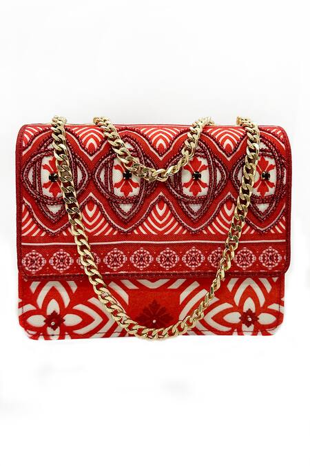Buy The Garnish Company Red Crystal Carmine Monochromatic Tile Print Bag Online at Aza Fashions Buy_The Garnish Company_Red Crystal Carmine Monochromatic Tile Print Bag _Online_at_Aza_Fashions