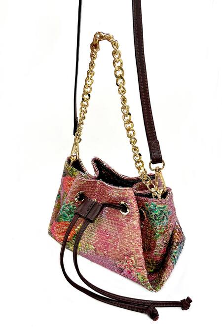 Shop The Garnish Company Pink Sequin Zaran Floral Print Bag Online at Aza Fashions Shop_The Garnish Company_Pink Sequin Zaran Floral Print Bag _Online_at_Aza_Fashions