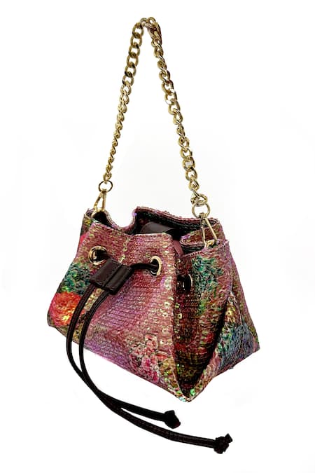 The Garnish Company Pink Sequin Zaran Floral Print Bag 
