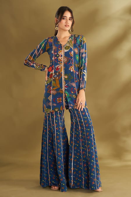 AFFROZ Floral Print Kurta & Sharara Set 