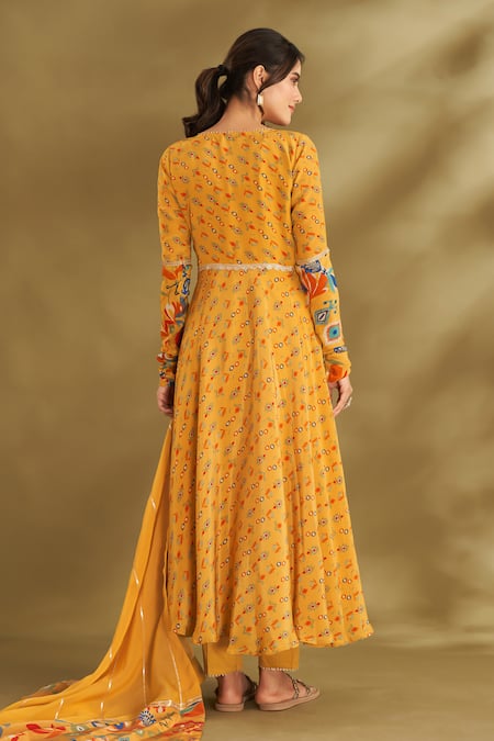 Affroz Floral Ikat Angarkha Anarkali Set 
