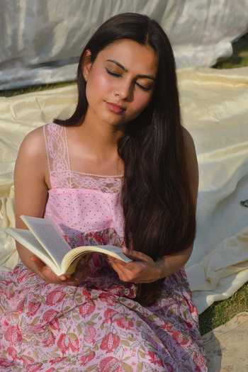 Buy_Studio Malang_Pink Cotton, Kota Doria Embroidery Square Neck Printed And Embellished Dress_Online_at_Aza_Fashions