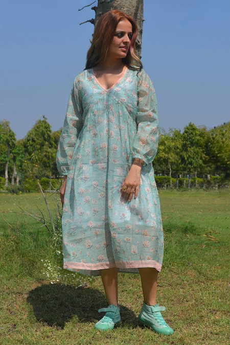 Studio Malang Chanderi Floral Print Dress 