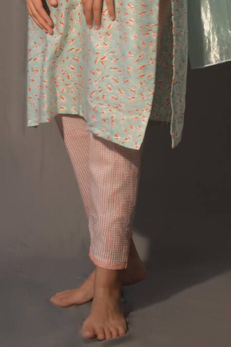 Buy Studio Malang Blue Tissue, Modal V-neck Floral Pattern Kurta Pant Set Online at Aza Fashions Buy_Studio Malang_Blue Tissue, Modal V-neck Floral Pattern Kurta Pant Set_Online_at_Aza_Fashions