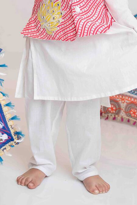Buy_MI Dulce AN'YA_Ivory Handloom , Silk, Bandhej Lotus Bandhgala Kurta Set _Online_at_Aza_Fashions