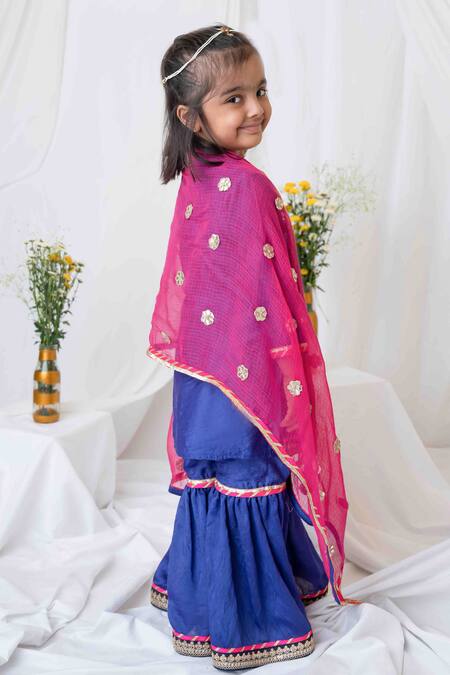 Buy MI Dulce AN'YA Blue Handloom , Chanderi, Gota Patti, Embroidery Sharara Kurta Set Online at Aza Fashions Buy_MI Dulce AN'YA_Blue Handloom , Chanderi, Gota Patti, Embroidery Sharara Kurta Set _Online_at_Aza_Fashions