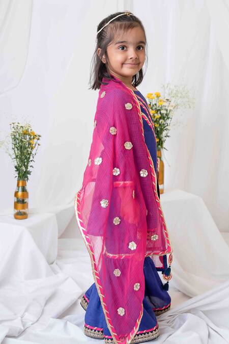 Shop MI Dulce AN'YA Blue Handloom , Chanderi, Gota Patti, Embroidery Sharara Kurta Set Online at Aza Fashions Shop_MI Dulce AN'YA_Blue Handloom , Chanderi, Gota Patti, Embroidery Sharara Kurta Set _Online_at_Aza_Fashions