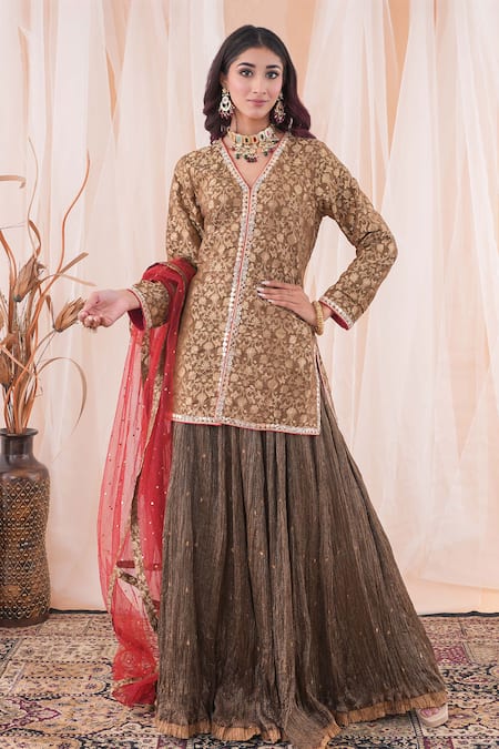 Farha Syed Banarasi Brocade Kurta Skirt Set 