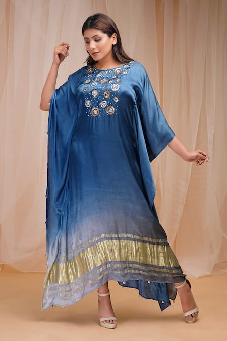 Farha Syed Sequin Embroidered Tonal Ombre Kaftan 