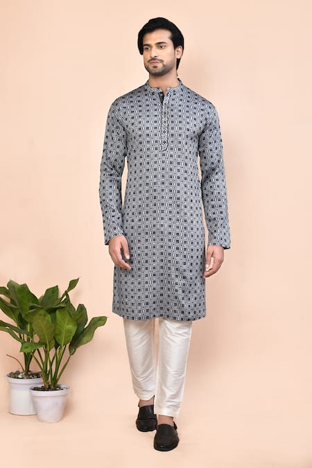 Arihant Rai Sinha Geometric Chequered Pattern Kurta 